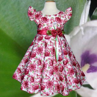 Flower Red Birthday Party Summer Clothing Kids Girls Dresses Size 5 6