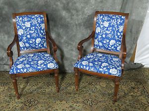 Pair Beautiful Cherry Ethan Allen Captains Dining Room Chairs WOW