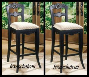 2 Black French Country Chic Style Decor Kitchen Counter Height Chair Bar Stool