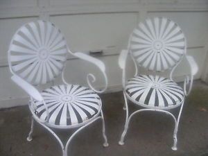 Antique Carre Sunburst Spring Steel Art Deco Victorian Garden Patio Arm Chair 2