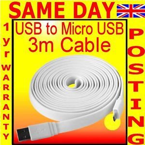 3M Micro USB Data Transfer Charger Flat Cable for Sony Ericsson Xperia Ray