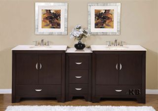89" Dual Bathroom Vanity Cabinet Marble Top Lavatory Double Sink Furniture 910cm