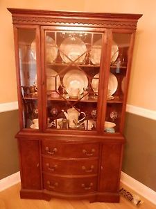 Duncan Phyfe Style Dining Room Table Chairs Buffet and China Cabinet