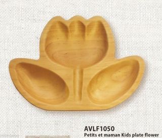 Japan Baby Kids Child Natural Wooden Feeding Plate Tray Petits Et Maman Flower