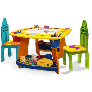 Grown N Up Crayola Wooden Kids Table Chair Set Childrens Childs Chairs School