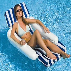 Swimline 10010 Sunchaser Padded Luxury Floating Swimming Pool Lounge Chair