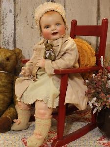 Life Size 26" Horsman Dimples Vintage Old Antique Composition Baby Doll