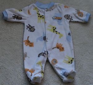 Newborn Baby Sleepwear Safari Animal Print Footsie Pajama PJs Monkey Lion Tiger