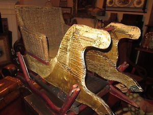 Antique Child's Rocking Horse Chair Wicker Chair Glider Primitive