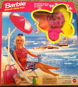 1998 Barbie Beach Time Fun Playset Beach Chair and Umbrella