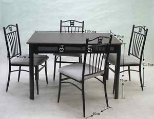 Modern Wood and Metal Dining Table Set with 4 Chairs for Dining Room and Kitchen