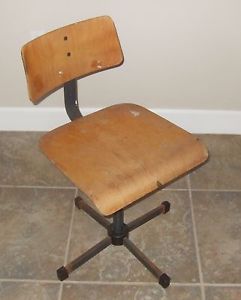 Vtg Antique Industrial Drafting Office Chair Mid Century Eames Retro Bent Wood