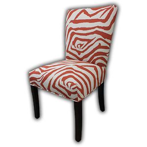 Modern Rust Color Animal Zebra Print Fabric Accent Dining Chair Set 2 New