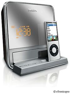 Philips iPod iPhone Dock Docking Station Dual Buzzer Alarm Clock Radio Aux 