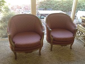 Antique Bergere Barrel Chairs Exquisite Carving Gold French Empire Comfortable