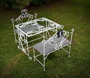 Unique Kids Table and Chairs Set Childrens Tea Party Furniture Child White Iron