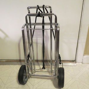 Hand Chrome Metal Steel Fold Up Foldup Luggage Dolly Cart Rolling Truck Carrier