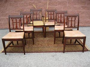 Antique Set 6 Mahogany Dining Chairs 1940's Duncan Phyfe Style Dining Chairs