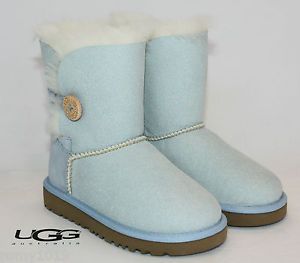 UGG Australia Bailey Button Faded Denim Boots Toddler Girls Size 11