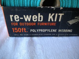 Vintage Heavy Duty re Web Kit Outdoor Furniture 150 ft Webbing 4 Chairs