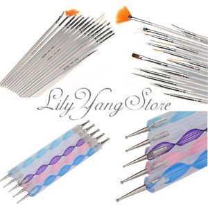 5X Nail Art Dotting Pen 15x Painting Drawing Polish Brush UV Gel Tools Set Kit