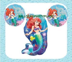 3 Balloons Disney Ariel Little Mermaid Happy Birthday Party Supplies Free SHIP