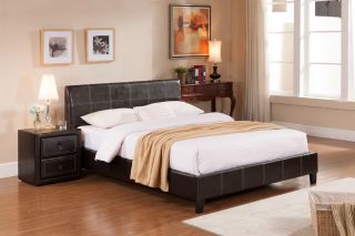 Kings Brand Espresso Leather Look Twin Size Upholstered Platform Bed New