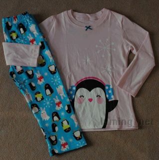 New girls baby Toddler kid's Clothes 2piece Cotton Suit T Shirt Pants）Snow Day