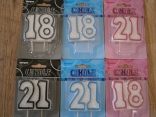 18th 21st Pink Blue Black Glitter Number Age Birthday Cake Candle Decoration