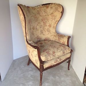 Victorian Regency Art Deco Wingback Lounge Egg Chair French Horse Hair Stuffing
