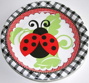Ladybug RED1ST Birthday Baby Shower 8 Small Dessert Cake Plates Party Supplies