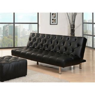 Abbyson Living Avalon Black Faux Leather Convertible Sofa
