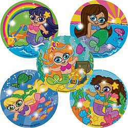 10 Glitter Mermaid Stickers Kid Girl Birthday Party Goody Loot Bag Favors Supply