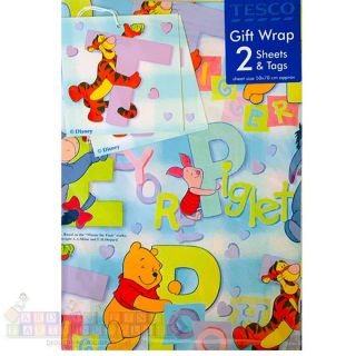 2 Sheets Winnie The Pooh Gift Wrap Sheets Wrapping Paper Birthday Party Supplies