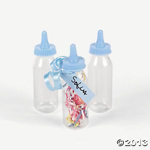 24 Blue Fillable Bottles 3 5" Boy Baby Shower Supplies Favors Decorations