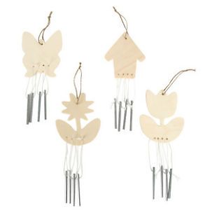 Pack of 8 DIY Paint Your Own Wooden Wind Chime Kids Crafts Party Favor Supply