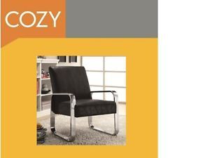 Modern Accent Leisure Chair with Metal Arm Design in Black Red White by Cozy™