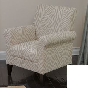 Modern Classic Style Animal Print Zebra Accent Beige Chair New