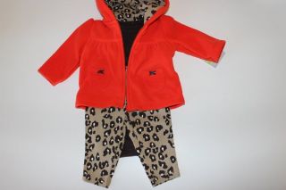 Carter's 3 PC Newborn Baby Girls Leopard Outfit Bodysuit Pants Size 3 Months