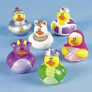 6 Fairy Tale Rubber Ducks Dragon Knight Pegasus King Party Favors Cake Toppers