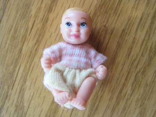Barbie Midge Happy Family 's Tiny Baby Doll with Clothes Yellow Plaid Blonde WOW