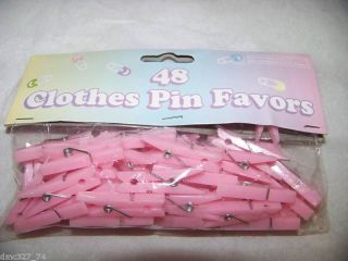 48 Baby Shower Favors Scatters Clothes Pins Pink Girl