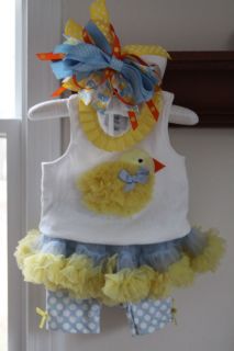Mud Pie Tutu Easter Chicks Outfit M2M Bow Cute 9 12