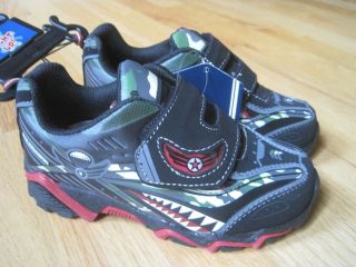 Toddler Boy Dinosaur Reptile Shark Light Up Black Sneakers Shoes 10