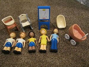 Little Tikes Dollhouse Doll Size Lot Nursery Stroller AA Boy High Chair Mom Toys