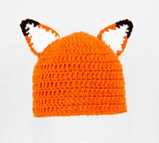 Fox Ears Hat What Does The Fox Say Orange Knit Crochet Beanie Baby Adult