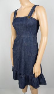 Betsey Johnson Blue Denim Dress 0 XS Jean Ruffle Hem Cotton Sleeveless
