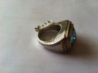 New Judith Ripka Sterling Silver 18kt Yellow Gold Blue Quartz Ring