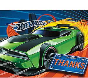 8 Hot Wheels Thank You Cards Notes Racing Birthday Party Supplies