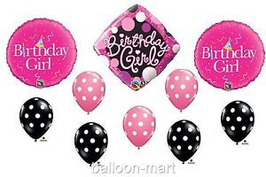 Pink Black Balloons Girls Birthday Party Set Decorations Supplies Polka Dot New